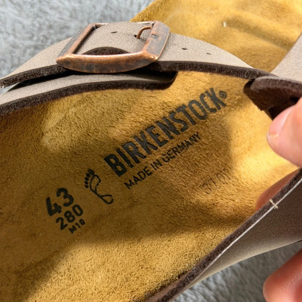 Birkenstock Ramses Sandals Mens 43 10 Mocha Birkibuc Thong Buckle Brown 044701